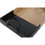 DKD Home Decor Bandeja de Bambú y PU Negro 42x27x4,5 cm