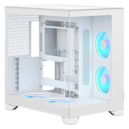 Fractal Design Pop 2 Vision Caja PC ATX Blanco Cristal RGB, FD-C-POV2A6-03, soporta GPU 412 mm y radiador 360 mm, 4 ventiladores