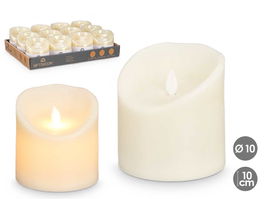 Giftdecor Vela Led Crema 10 cm, Ancha Baja, Plástico y Cera, 2xAA (no incluidas) (Set de 24)