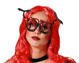 Gafas Halloween Rojas Y Negras Para Mujer Adulto