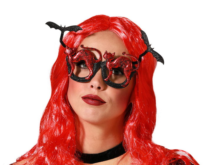 Gafas Halloween Rojas Y Negras Para Mujer Adulto Gafas Halloween Rojas Y Negras Para Mujer Adulto