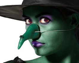 Nariz Larga Verde de Bruja con Verruga y Goma Elástica