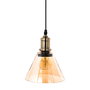Home Deco Light Lámpara Colgante Cristal Ahumado Ámbar Luminaire Cónica Retro Contemporáneo Pantalla 18x13,5 cm Cable Negro 80 cm.