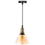 Home Deco Light Lámpara Colgante Cristal Ahumado Ámbar Luminaire Cónica Retro Contemporáneo Pantalla 18x13,5 cm Cable Negro 80 cm.