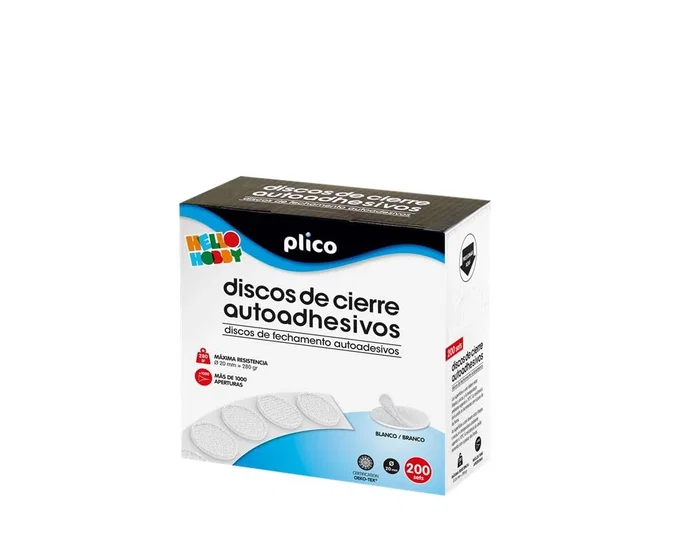 PLICO Discos de Cierre Velcro Autoadhesivos 20 mm Blanco, 200 Unidades