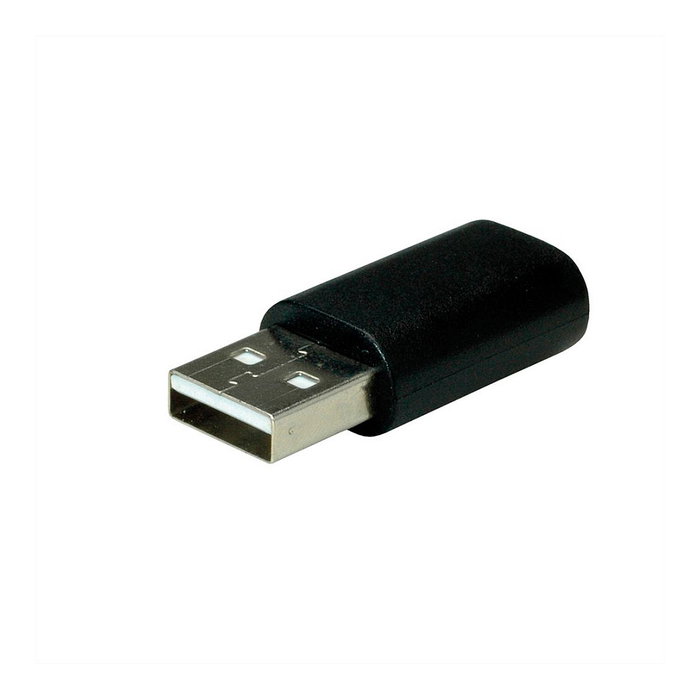 VALUE Adapter USB 2.0 Tipo A Macho a Tipo C Hembra, Negro, Velocidad 480 Gbit/s, Plug and Play