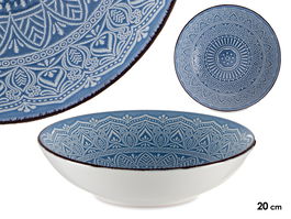 Vessia Plato Relieve Hondo Azul Gres 20 cm (Set de 24)