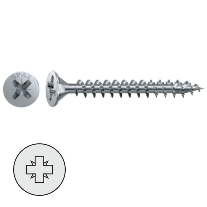 ABC SPAX-S A3J Tornillo para Madera Cabeza Plana Pozidriv Wirox Largo 35mm Diámetro 3mm (Set de 1000)