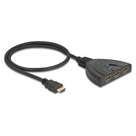 DeLOCK Conmutador HDMI 3 x entrada a 1 x salida 8K 60 Hz con cable de 60 cm