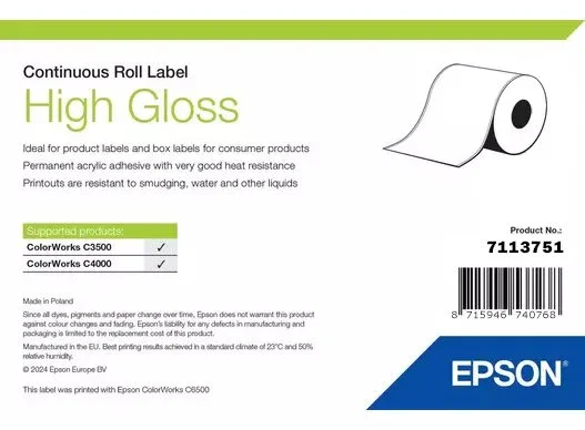Epson High Gloss Label Etiqueta de Brillo en Rodillo Epson High Gloss Label Etiqueta de Brillo en Rodillo
