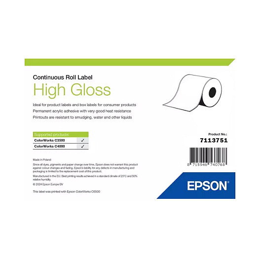 Epson High Gloss Label 76mm x 33m Blanco Epson High Gloss Label 76mm x 33m Blanco