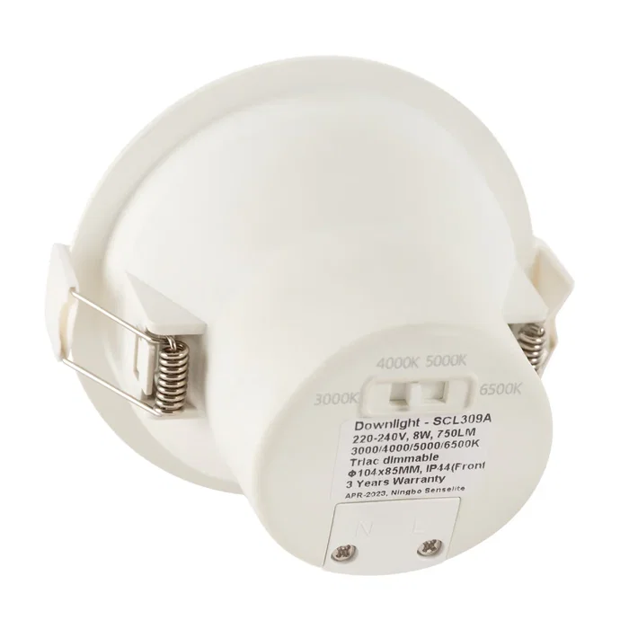 Foco Downlight LED Empotrable 8W 750Lm CCT 3000-6500K Regulable IP44 SE-SCL309-8W-W-CCT