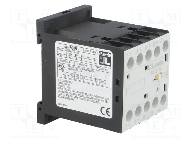 LOVATO ELECTRIC Contactor BG 3-polar 9A 230VAC
