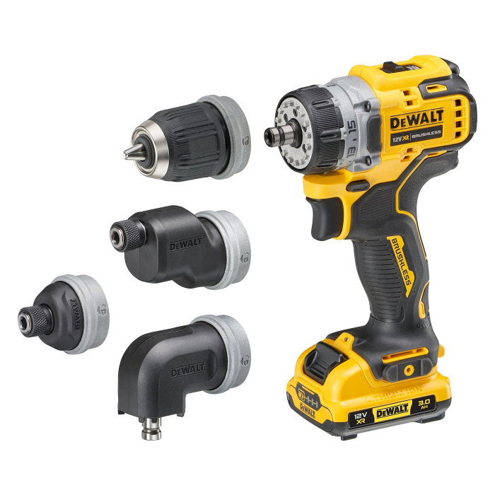 DeWALT DCD703L2T-QW Taladro de Pistola Inalámbrico 12V 3Ah con 4 Cabezales