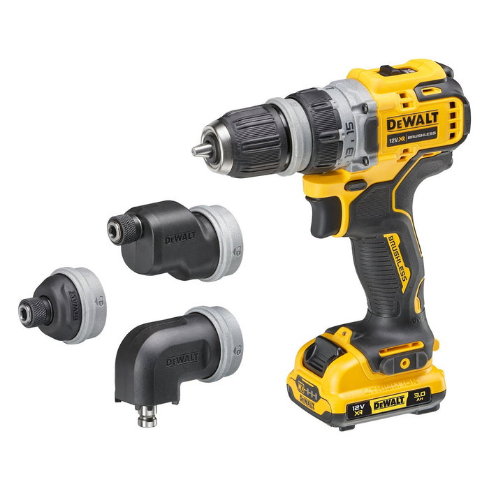 DeWALT DCD703L2T-QW Taladro de Pistola Inalámbrico 12V 3Ah con 4 Cabezales