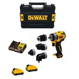 Dewalt DCD703L2T-QW Taladro Atornillador Multicabezal a Batería 12V 3.0 Ah Li-ion con 4 Cabezales Intercambiables