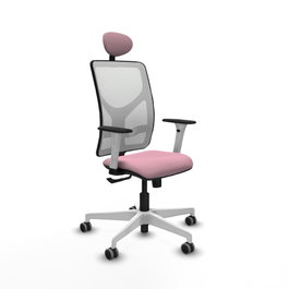 PIQUERAS Y CRESPO Silla de oficina Motilla con mecanismo Sincro, Rosa y Blanco