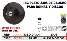 IBC 3-305 Plato de Caucho 125mm para Boinas y Discos