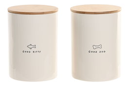 DKD Home Decor Bote Blanco Natural Cerámica 14 x 19 x 14 cm (4 Unidades) 1600 ml Apto Lavavajillas