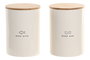 DKD Home Decor Bote Blanco Natural Cerámica 14 x 19 x 14 cm (4 Unidades) 1600 ml Apto Lavavajillas