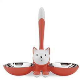 Alessi AMMI09 RO TIGRITO Comedero para Gatos Acero Inoxidable y Resina Naranja