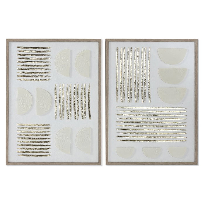 DKD Home Decor Set de 2 Cuadros Modernos 3D en Papel Maché y PS Blanco y Dorado DKD Home Decor Set de 2 Cuadros Modernos 3D en Papel Maché y PS Blanco y Dorado