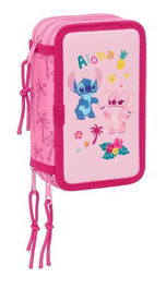 Plumier Triple Lilo & Stitch Chill Rosa Menta 12,5 x 19,5 x 5,5 cm 37 Piezas