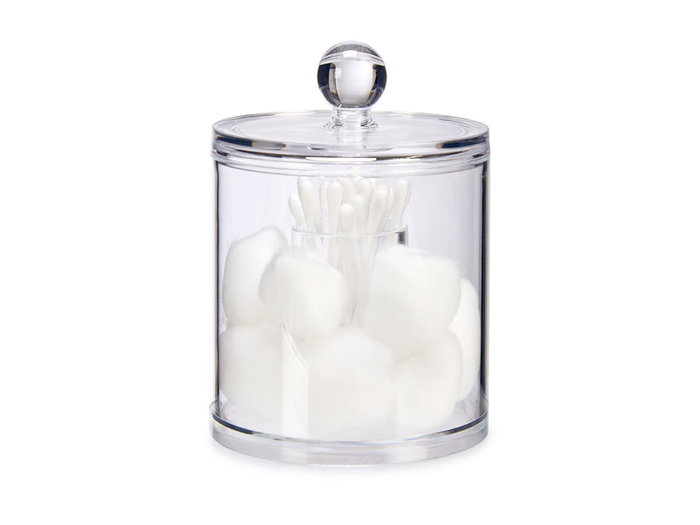 Berilo Organizador Redondo Bastones Y Algodon Plastico Transparente 9.5x13x9.5 cm (Set de 12)