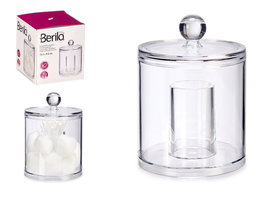 Berilo Organizador Redondo Bastones Y Algodon Plastico Transparente 9.5x13x9.5 cm (Set de 12)