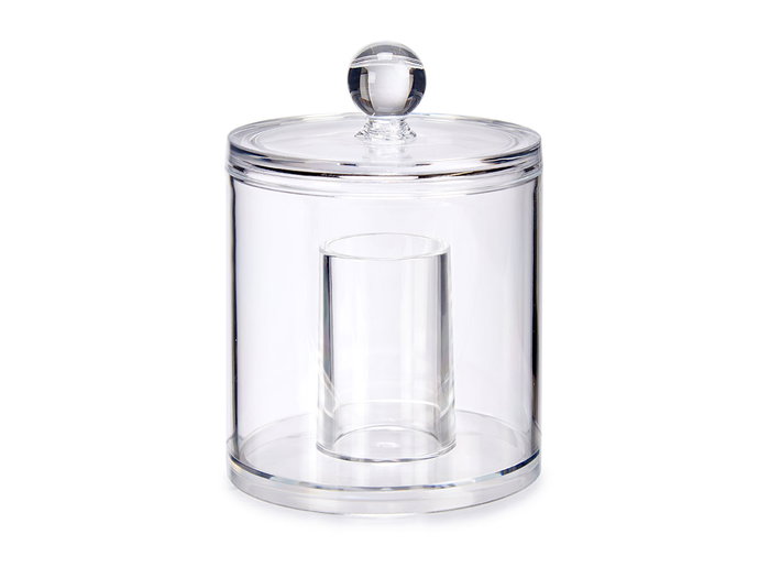 Berilo Organizador Redondo Bastones Y Algodon Plastico Transparente 9.5x13x9.5 cm (Set de 12)