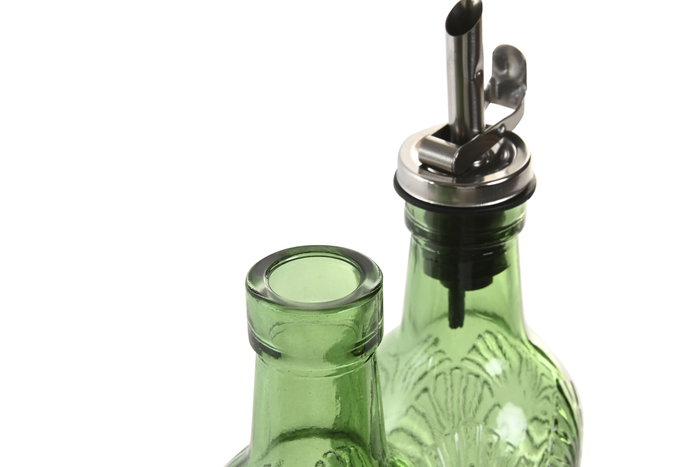 DKD Home Decor Set de Aceitera y Vinagrera de Cristal Verde 500ml