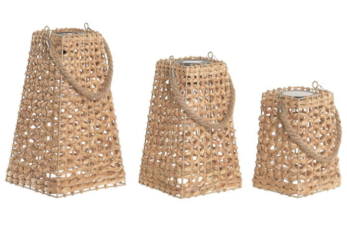 DKD Home Decor Set de 3 Lámparas Solares de Fibra Marrón con Asa de Cuerda 20x20x36 cm DKD Home Decor Set de 3 Lámparas Solares de Fibra Marrón con Asa de Cuerda 20x20x36 cm