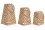 DKD Home Decor Set de 3 Lámparas Solares de Fibra Marrón con Asa de Cuerda 20x20x36 cm