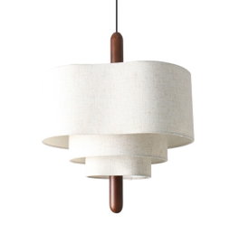 DKD Home Decor Lámpara de Techo Poliéster y Madera Crudo y Nogal 46x40x55