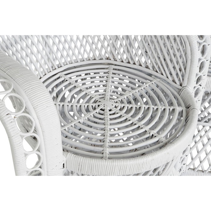 DKD Home Decor Sillón de Ratán Emmanuele de 2 Plazas Blanco