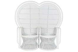 DKD Home Decor Sillón Balines Blanco Ratán 68 x 145.5 x 157 cm