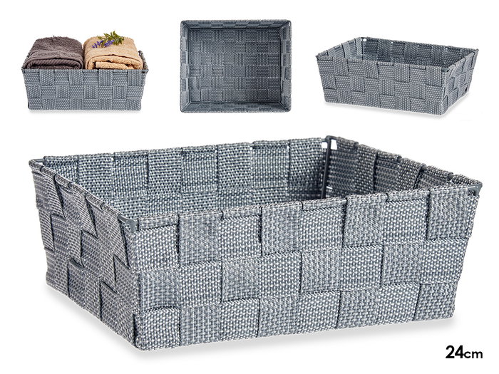 Kipit Cesta de Tela Rectangular sin Asas Gris 24x20x8 cm (Set de 24) Kipit Cesta de Tela Rectangular sin Asas Gris 24x20x8 cm (Set de 24)