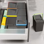 Emuca Kit de contenedores de reciclaje para cajón de cocina con base Recycle altura 216mm, 2x12litros, 2x6litros, módulo 900mm, Plástico gris antracita