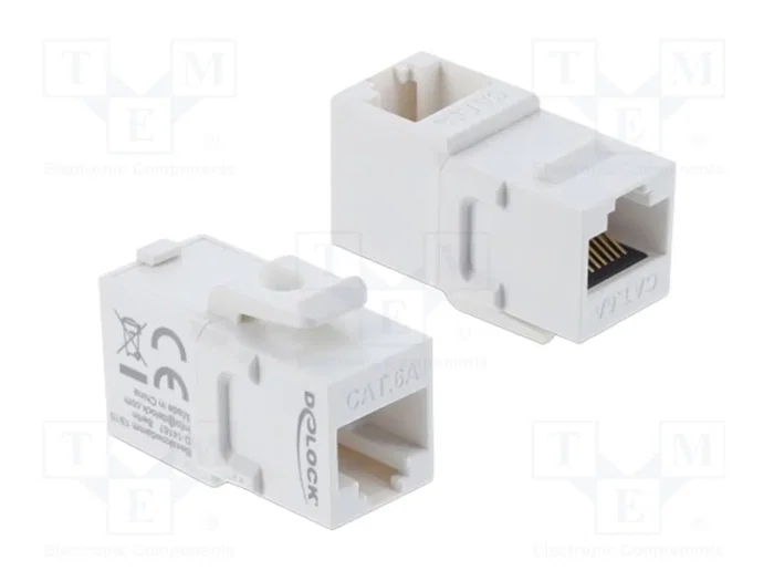 DeLOCK 90713 Módulo Keystone RJ45 hembra a hembra Cat.6A 90° blanco DeLOCK 90713 Módulo Keystone RJ45 hembra a hembra Cat.6A 90° blanco