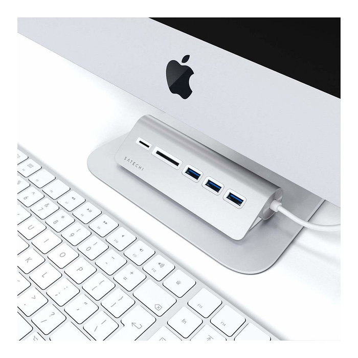 Satechi Type-C Aluminum USB Hub & Card Reader, Silber, ST-TCHCRS