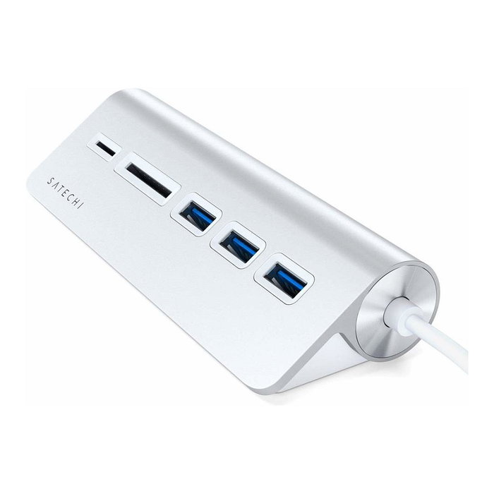 Satechi Type-C Aluminum USB Hub & Card Reader, Silber, ST-TCHCRS