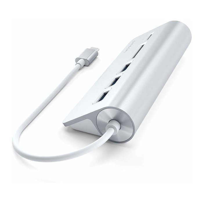 Satechi Type-C Aluminum USB Hub & Card Reader, Silber, ST-TCHCRS