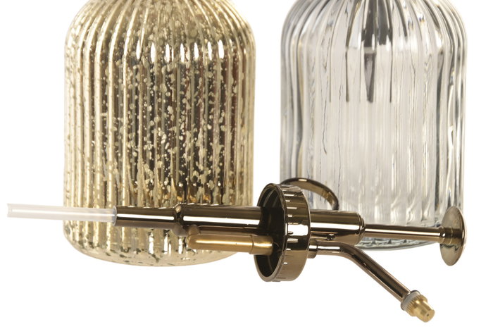 DKD Home Decor Set de 2 Dosificadores de Cristal Dorado y Gris