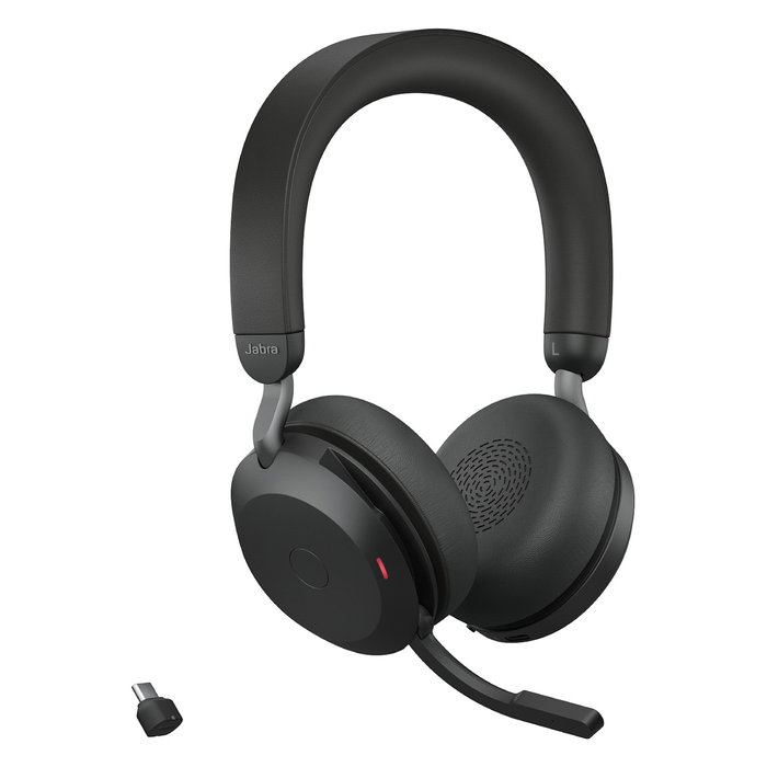 Jabra Evolve2 75 Link380c UC Auriculares Diadema Inalámbricos y Alámbricos para Llamadas y Música, Negro - Modelo con Base de Carga