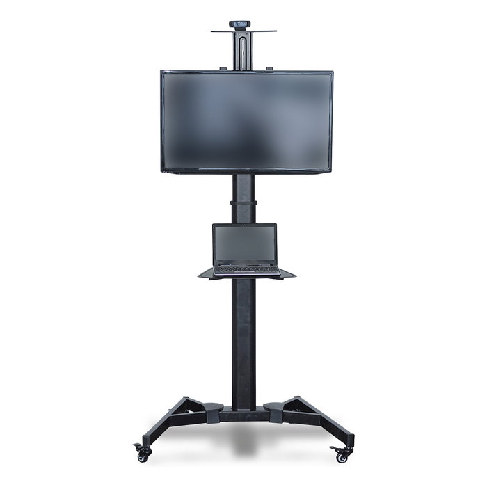 Digitus DA-90370 Soporte de suelo con ruedas para TV pantalla plana, carga 50 kg, pantallas 37 a 70 pulgadas (94 a 178 cm), inclinación -10 a +10°, 2 estantes, negro