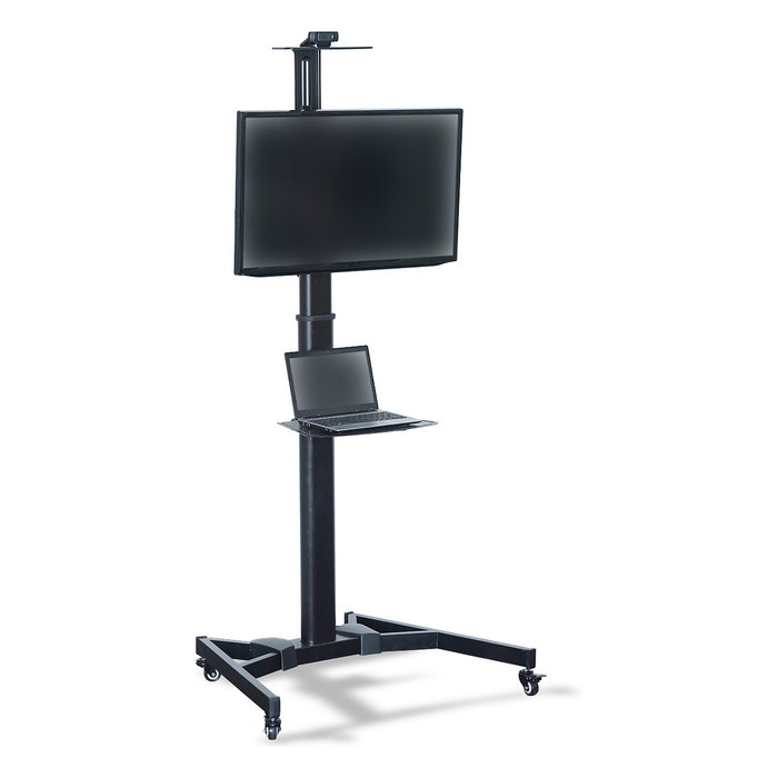 Digitus DA-90370 Soporte de suelo con ruedas para TV pantalla plana, carga 50 kg, pantallas 37 a 70 pulgadas (94 a 178 cm), inclinación -10 a +10°, 2 estantes, negro