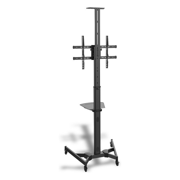 Digitus DA-90370 Soporte de suelo con ruedas para TV pantalla plana, carga 50 kg, pantallas 37 a 70 pulgadas (94 a 178 cm), inclinación -10 a +10°, 2 estantes, negro
