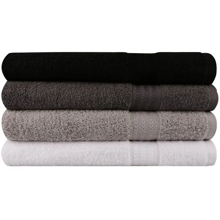 Juego de 4 Toallas de Baño - 70x140 cm - Blanco, Gris, Gris Oscuro, Negro Juego de 4 Toallas de Baño - 70x140 cm - Blanco, Gris, Gris Oscuro, Negro