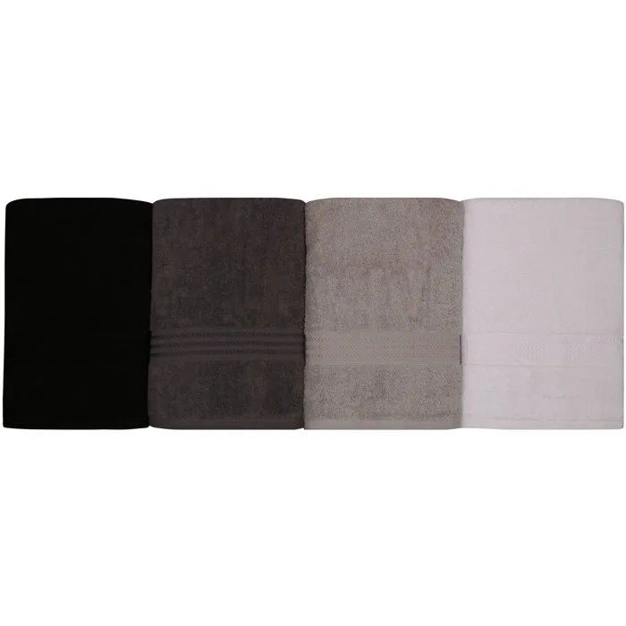 Juego de 4 Toallas de Baño - 70x140 cm - Blanco, Gris, Gris Oscuro, Negro Juego de 4 Toallas de Baño - 70x140 cm - Blanco, Gris, Gris Oscuro, Negro