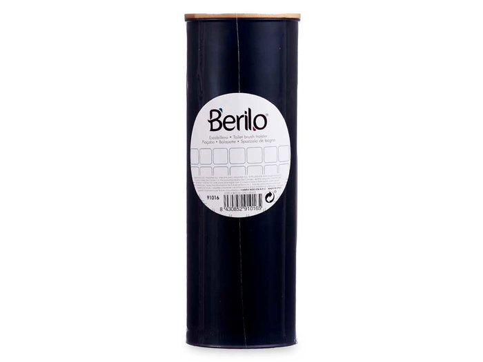 Berilo Escobillero Metal con Tapa de Bambú Negro 9.5x27.2x9.5 cm (Set de 6)